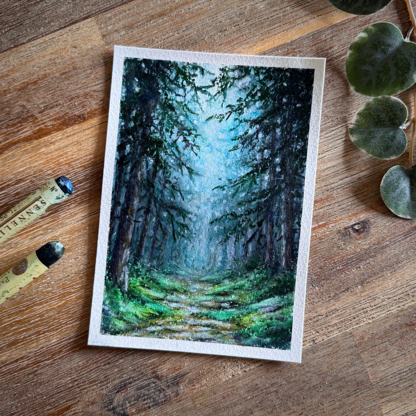 Oil Pastel Original “Mountain Forest IV”