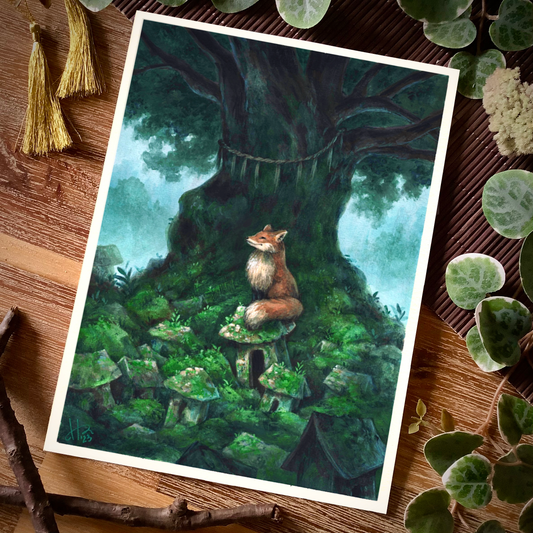 Gouache Original “Red-tailed Guardian”