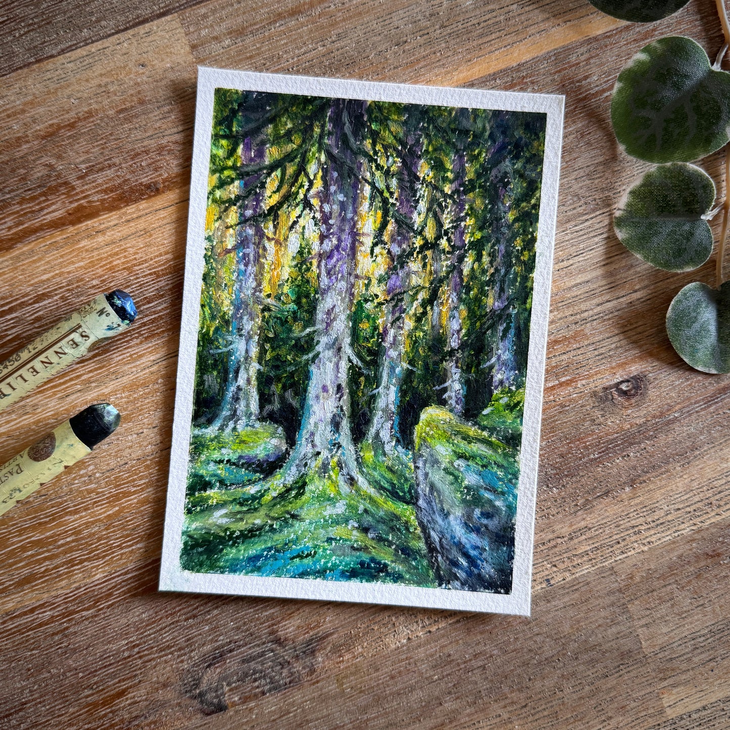 Oil Pastel Original “Mountain Forest III”