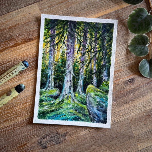 Oil Pastel Original “Mountain Forest III”