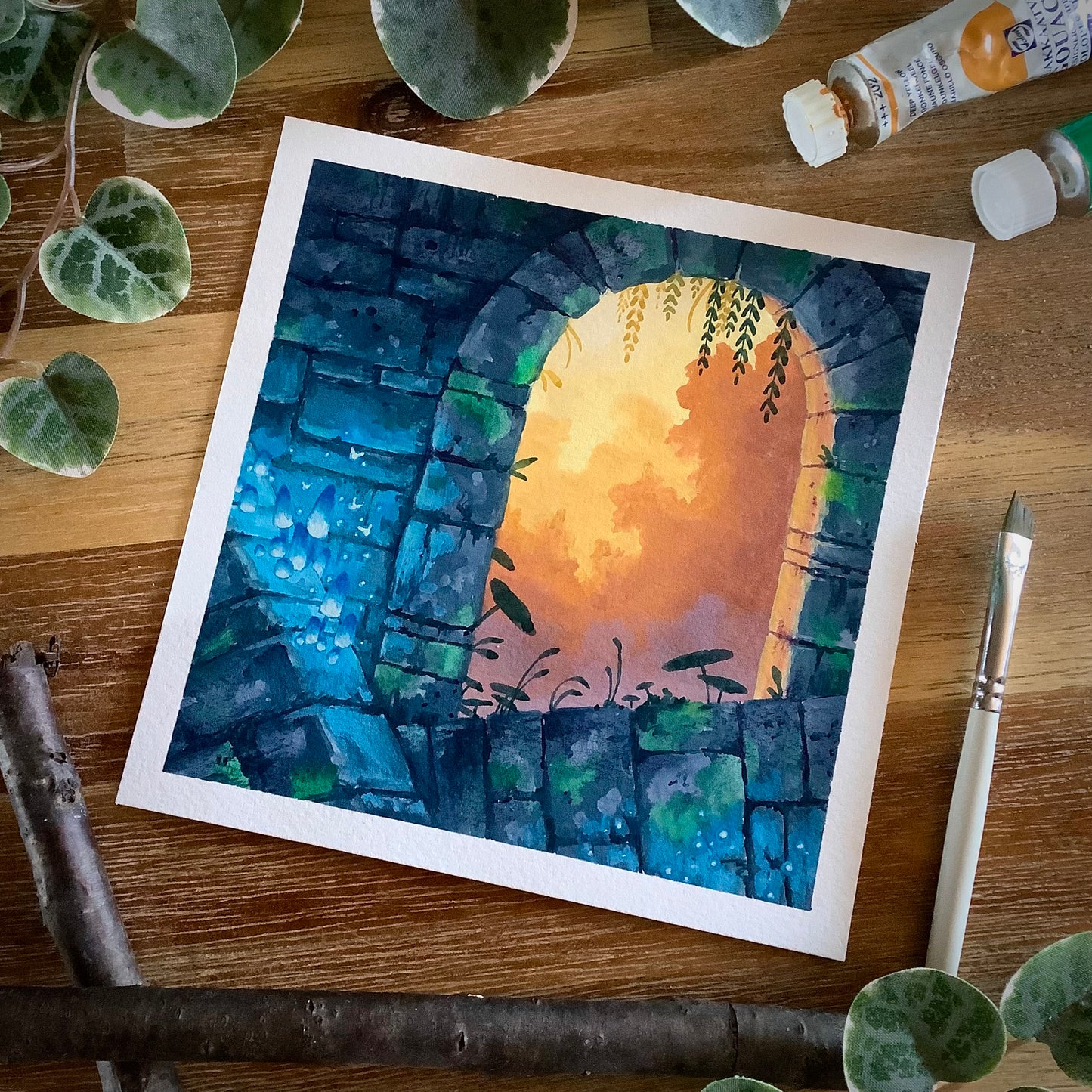 Mixed Media Original “Sunset Ruins”