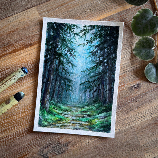 Oil Pastel Original “Mountain Forest IV”