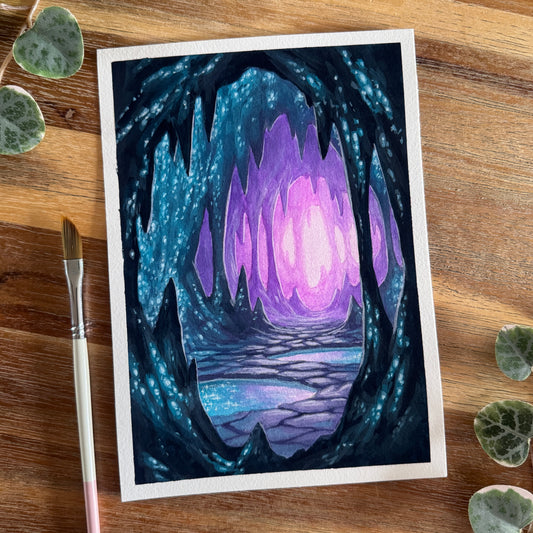 Gouache Original “Mysterious Mineral Cavern”