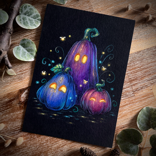 Mixed Media Original “Three Little Pumpkins”